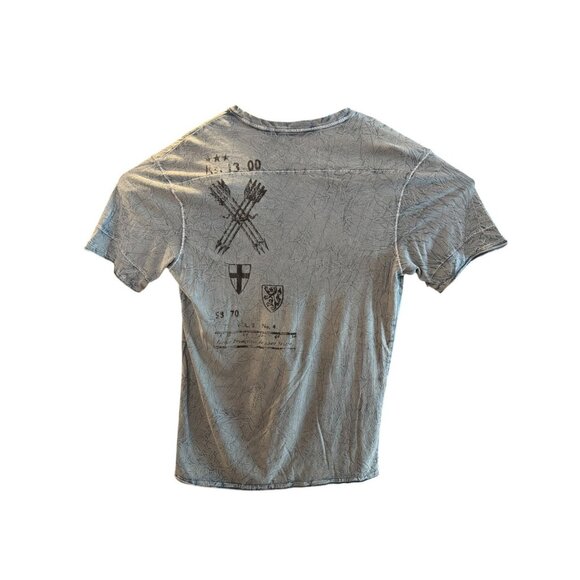 GUESS Denim Rebellion Distressed Graphic T-Shirt Blue Crinkle Wash XL Streetwear - Picture 5 of 9